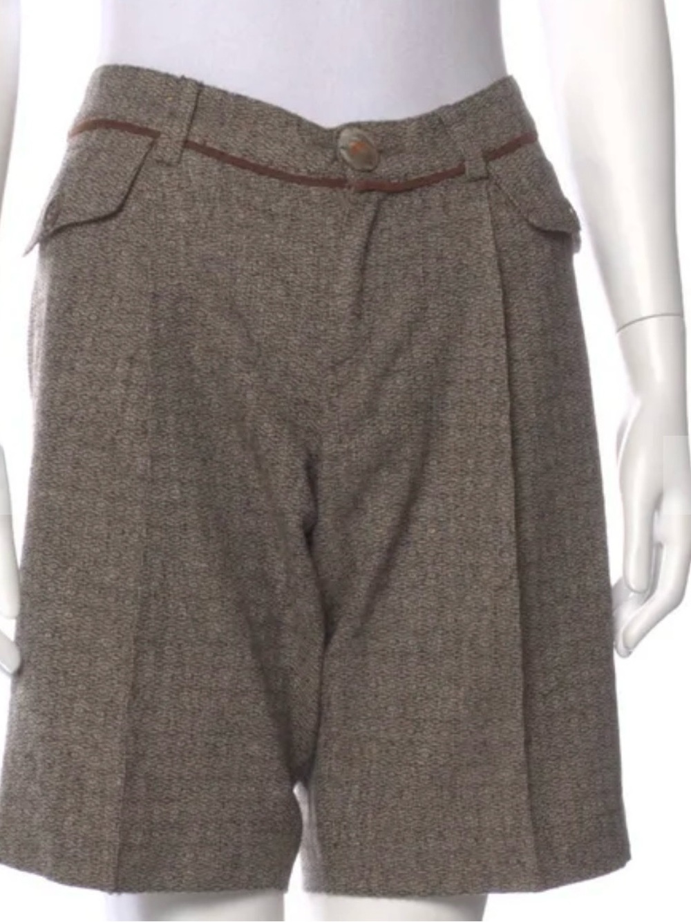 Dolce & Gabbana D&G Italy Wool Blend Tailored Shorts Brown Geometric Size 34